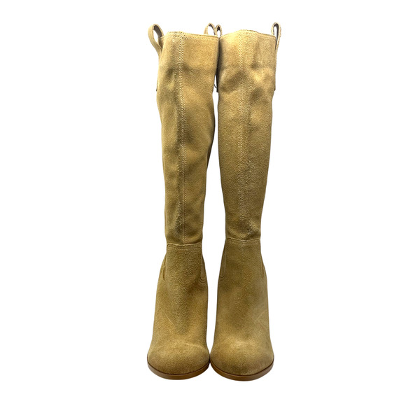 Naturalizer Hottie Tan Suede Leather Knee High Slouch Boots Sz 10 Stack Heel - Picture 5 of 11